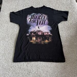 Pierce The Veil Shirt Mens Small Black Haunted House Graphic Band Tee T-Shirt